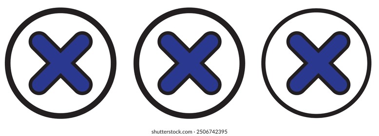 Cerrar ilustración de conjunto de iconos. Signo y símbolo del Borrar. Signo cruzado