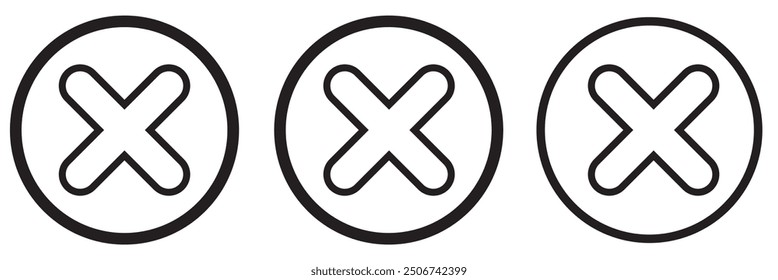 Symbolsatz-Illustration schließen Zeichen und Symbol löschen. Kreuzzeichen