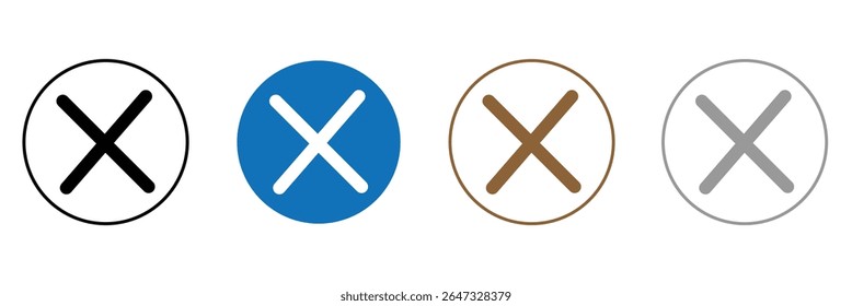 Cerrar ilustración de conjunto de iconos. Signo y símbolo del Borrar. Signo cruzado . Ilustración vectorial. EPS 10.