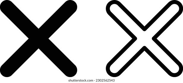 close icon set in two styles . delete icon . remove sign