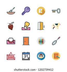 close icon set. vector set about pine nut, door, tooth and mixer icons set.