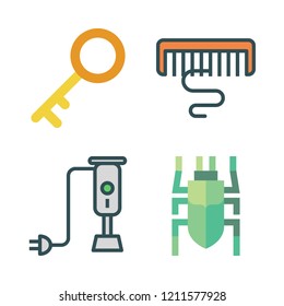 close icon set. vector set about beetle, key, comb and mixer icons set.