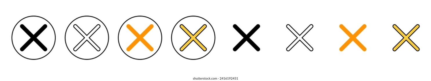 Close icon set vector. Delete sign and symbol. cross sign