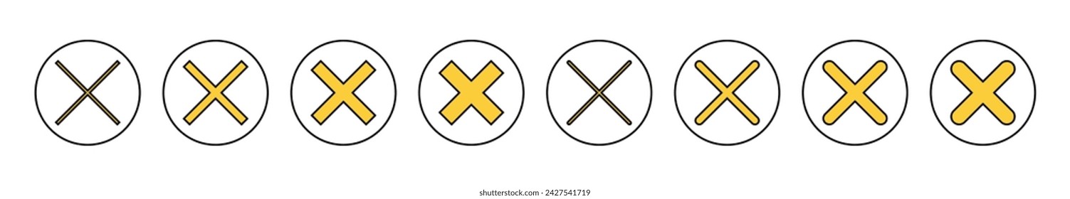 Close icon set vector. Delete sign and symbol. cross sign