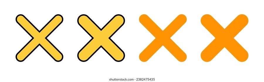 Cerrar conjunto de iconos para aplicaciones web y móviles. Borrar signo y símbolo. signo cruzado