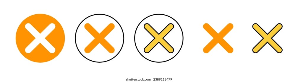 Close icon set for web and mobile app. Delete sign and symbol. cross sign