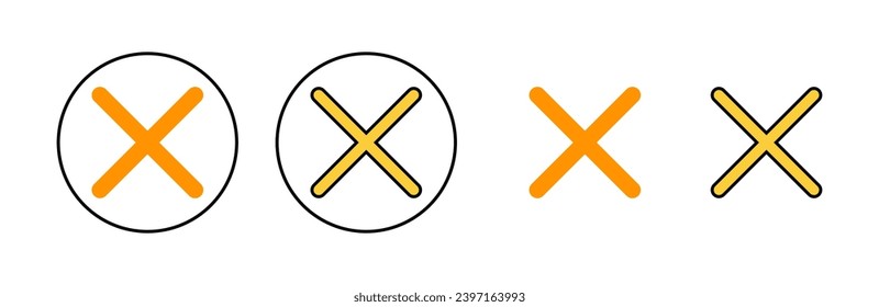 Close icon set for web and mobile app. Delete sign and symbol. cross sign