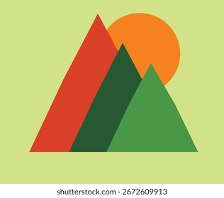 close up icon sunrise with three logo mountain illustrator