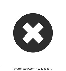 Close icon. Transparent cross on gray background. UI navigation element. Sign of failure, fail, wrong, decline, remove. Vector illustration.