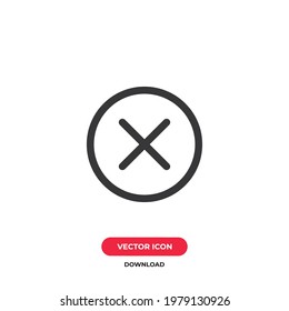 Cerrar vector de icono. Cancelar firma