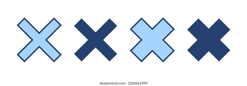 Cerrar vector de icono. Borrar signo y símbolo. signo cruzado