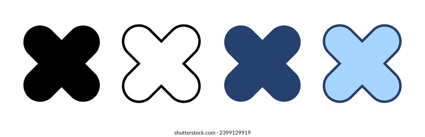 Cerrar vector de icono. Borrar signo y símbolo. signo cruzado