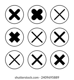 Cerrar vector de icono. Borrar signo y símbolo. signo cruzado