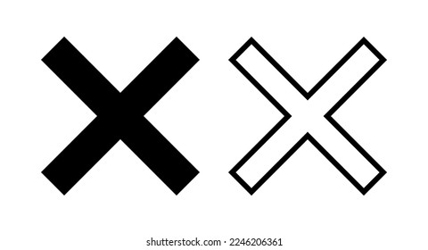 Cerrar ilustración vectorial de icono. Borrar signo y símbolo. signo cruzado