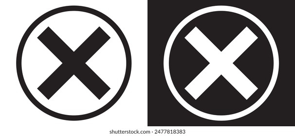 Cerrar Ilustración vectorial de iconos. Cerrar icono sobre fondo blanco y negro.