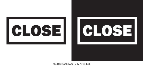 Close icon vector illustration. Close icon on a white and black background.