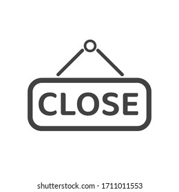 close icon. Vector shop hanging sign is closing. Isolated on white background
