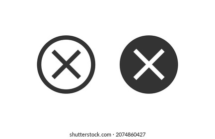 Cerrar la señal del vector de icono. Cancelar el diseño web de símbolos. Error, denegado, evitado o error en el botón de datos.