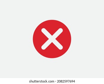 Cerrar la señal del vector de icono. Cancelar el diseño web de símbolos. Error, denegado, evitado o error en el botón de datos.