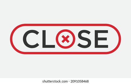 Cerrar la señal del vector de icono. Cancelar el diseño web de símbolos. Error, denegado, evitado o error en el botón de datos.