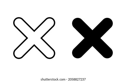 Schließen Sie die Symbole. Zeichen und Symbol löschen. Kreuzzeichen