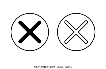 Cerrar conjunto de iconos. Borrar signo y símbolo. signo cruzado