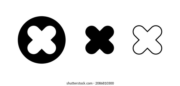 Close icons set. Delete sign and symbol. cross sign