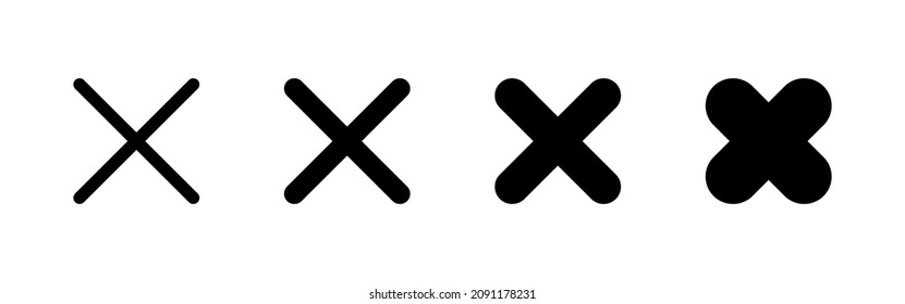 Close icons set. Delete sign and symbol. cross sign