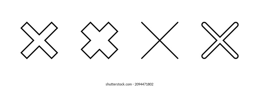 Close icons set. Delete sign and symbol. cross sign