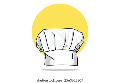 Close up illustration of chef's hat with elegant minimalist artwork isolated.