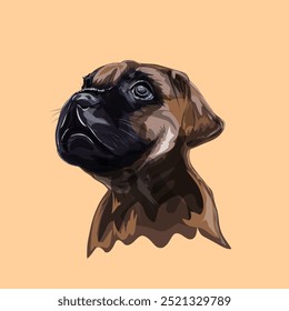 Primer plano de la ilustración de un perro sobre un fondo crema