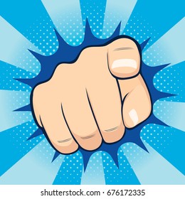 Close up illustration of finger pointing towards you