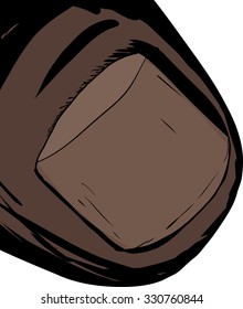 Close up illustration of single thumbnail on white background