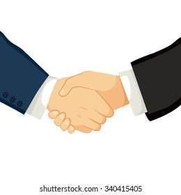 Close up illustration of two businessmen shaking hands on an successful agreement