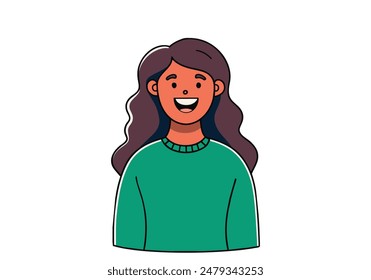  Close up image of smiling Woman. Vector cartoon flat illustration.