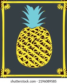 Close up isolated illustration of pineapple