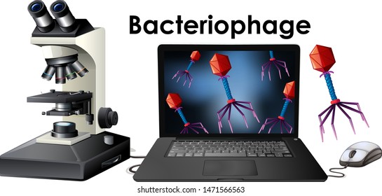 Close up isolated object of virus Bacteriophage illustration