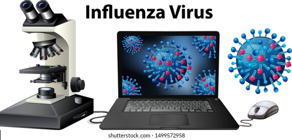Close up isolated object of virus named Influenza virus illustration