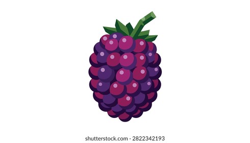 close up isolated purple blackberry with green leaves featuring natural shapes on transparent background suitable for healthy food designs
