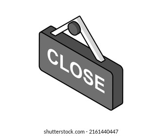 Close isometric design icon. Vector web illustration. 3d colorful concept