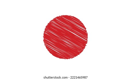 Close up Japan national flag with scribble effect vector illustration