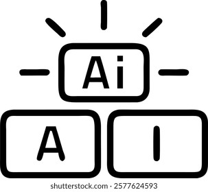 Close up of keyboard keys spelling AI glowing concept as A macro shot focusing on keyboard keys spelling A and I illuminated brightly representing AIs central role in business tech