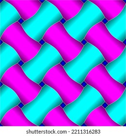 Close up knitted thread seamless vector illustration for background, background, landing page, display, design or wallpaper. Braided thread with cyan and magenta color