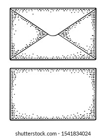 Close kraft paper mail. Front and back view. Vector black vintage engraving illustration. Hand drawn design element