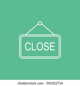 Close Label Line Icon On Green Background