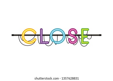close label in neon light isolated icon