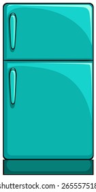 Close up large blue refrigerator
