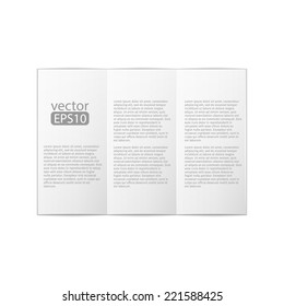 close up of a leaflet blank white paper on white background