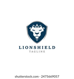 Close up of a lion head with a shield, suitable for heraldic designs, logo concepts, branding projects, or sports team mascots.