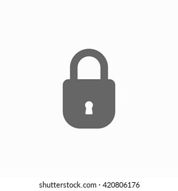 Close lock flat icon. Silhouette lock. Monochrome lock isolated on background. Vector lock